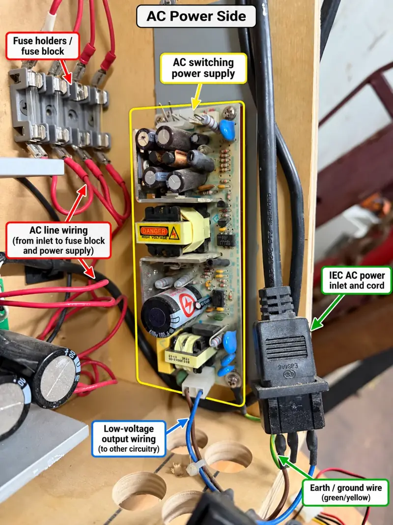 Annotated AC power side of controller