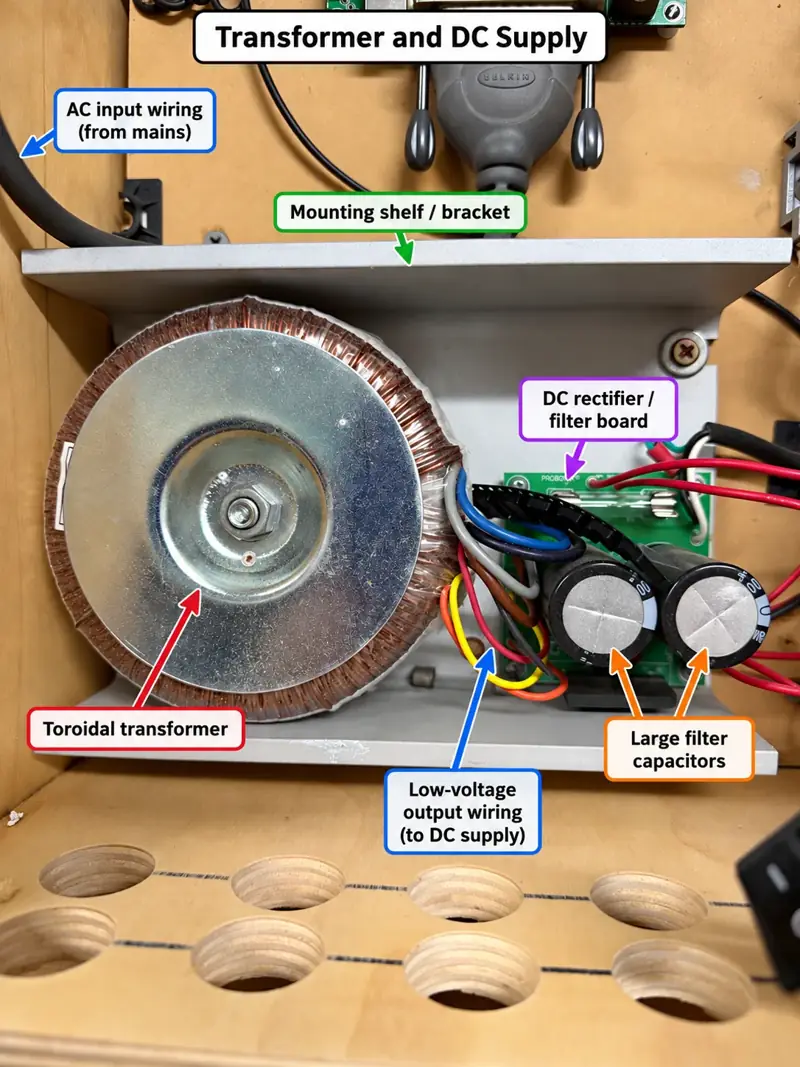 Annotated transformer and DC supply