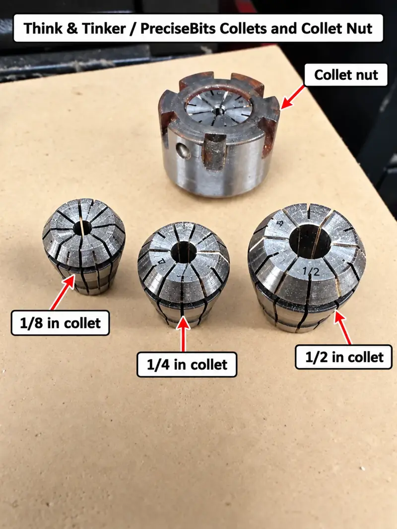 Annotated PreciseBits collets and collet nut