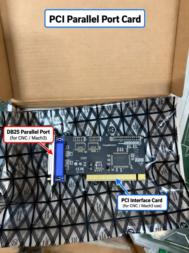 PCI parallel port interface card for CNC control computer